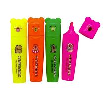 Набор маркеров текст.  4цв. INTELLIGENT "Capybara" DM-237 неон.цв.,скошен.,1-5мм,ПВХ-уп.