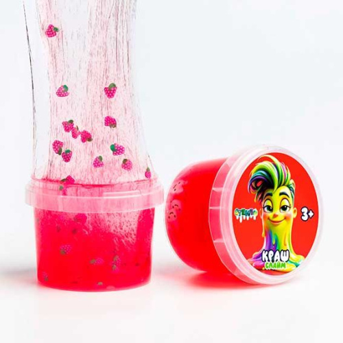 Лизун Слайм "Стекло" с декор.наполнителем,малиновый  90гр. 00-00512407
