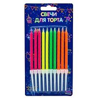 Свечи д/торта Микрос "Неон" Ч04706 (10шт) с держателями,10см