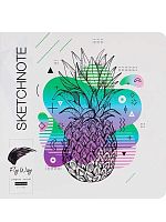 Скетчноут 185*185  12л. Проф-пресс FlyWay "Ананас в графике" 12-7961 сшивка,хлопок 50%,210г/м2