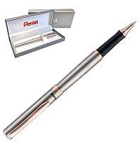 Ручка-роллер подар. Pentel K600PG-LR7CEBSET синяя,0,7мм,подар.футляр
