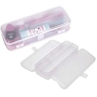 Пенал пластик. deVENTE 210*75*45 "Box" 7020457 п/прозр.белый,прямоуг.,двойн.,4отд.