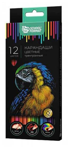 Карандаши 12цв. SchoolФормат "Дикая планета" КЦ12-ДП трехгр.,повыш.мягк.гриф.,увел.диам.