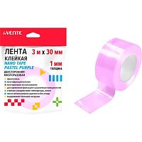 Скотч двусторонний 30мм*3м deVENTE "Nano Tape Pastel" 4163406 многораз.,фиолет.,0,7мм