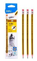 Карандаш ч/гр. с ласт. DELI "Scribe" EC004-2B (1482559) шестигр.,2B