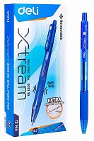 Ручка авт. шар. DELI "X-tream" EQ02330 (1125101) синяя,0,7мм,синий прозр.корп.