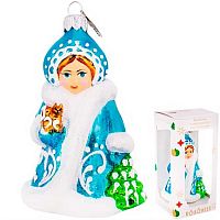 Игрушка ёлочная КОЛОМЕЕВ "Снегурочка с белочкой" ФУ4-2222 стекло,11см,подар.уп.