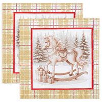 Салфетка бум. НГ Bouquet Символ года 2026 "Скатерть лошадь на золоте" 25439 3-х сл. (20шт) 33*33см