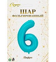 Шары возд. Цифра "6" голубой 574-363 фольга,81см 