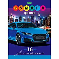 Бумага цв. двухстор. А4 16л.16цв. ХАТ "Авто" 21086 ECO,обл.мел.карт.