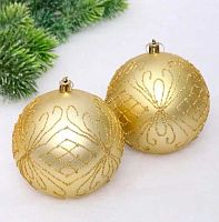 Игрушка ёлочная "Шар 10см" (2шт) "Загадочная мечта" 201-3692 золото 