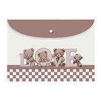 Папка-конверт на кнопке А5 КОКОС "Bear" 251317 непрозр.с рис.,пластик,150мкм