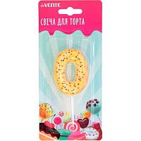 Свеча-цифра д/торта "0" deVENTE "Donut" 9060300 5,9*4,4*1см,с 3D декор.,карт.блист.