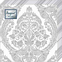 Салфетка бум. Bouquet de Luxe "Серебро на белом" 37242 3-х сл.(25шт),24*24см