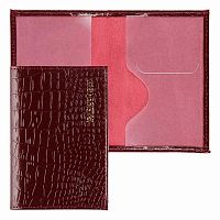 Обложка д/паспорта КЛЕРК "Cayman" 214252 красная,нат.кожа,лак.тисн.фольга,отсрочка