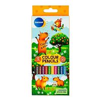 Карандаши пластик. 12цв. CENTRUM "Капибара" 81286 трёхгр.корп.,к/к