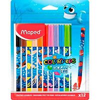 Фломастеры 12цв. MAPED "Color`Peps Ocean Life" 845701 супермываем.,заблокир.пиш.узел,в пакете