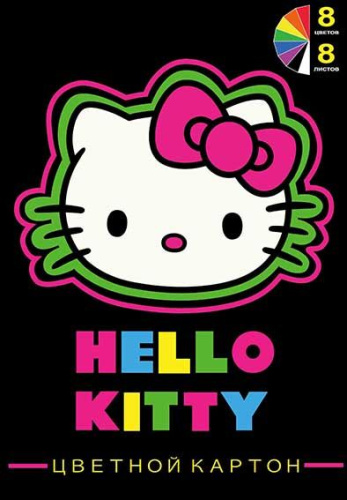 Картон цв. А4  8л. 8цв. CENTRUM "Hello Kitty Neon" 75023 в папке