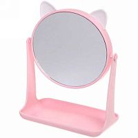 Зеркало настол. "Beauty-Kitty" 656-098 с подставкой д/косметики,розовый