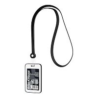 Бейдж EK 63752 вертик.,вставка 54*85мм,книжка,чёрная силикон.лента