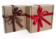 Коробка Микрос 2в1 квадрат. Бурая + 2ленты МП20204.0002 самосборн. (13,5*13,5*6см)