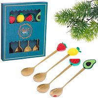 Набор чайных ложек 4шт "Фруктовый микс" 889-0497 золото,подар./к