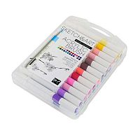 Маркеры акрил. 24цв. BV "SKETCH&ART" 22-0202 трёхгр.,кисть,1-4мм,в пластик.боксе