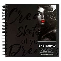 Альбом д/рис.40л. 210*210мм ФЕНИКС спираль "Чёрная кошка" 70192 бел.офс.160г/м2,тв.обл.(скетчпад)