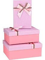 Коробка подар. 3в1 прямоуг. Миленд "Сиренево-розовые,с бантом" КОР-7662 (23*16*9,21*14*8,19*12*7см)