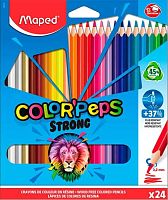 Карандаши пластик. 24цв. MAPED "Color'Peps Strong" 862724 повыш.прочности,к/к,е/подвес