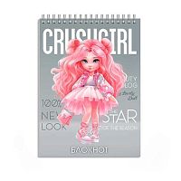 Блокнот А6  96л. ФЕНИКС спираль "Красотка" 70141 клетка,сплош.уф-лак