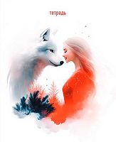 Тетрадь 48л. (клетка) АППЛИКА "Девушка и волк" С0230-07 обл.мел.карт.
