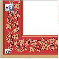 Салфетка бум. Bouquet "Золотые узоры. Бордовый фон" 57411 3-х сл.(20шт)