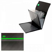 Папка  6отд. deVENTE "MonoChrome" 3078918 чёрн.с неон зелён.,с клапаном,А4,550мкм,1отд.-А3