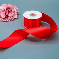 Лента 5,0см*22,85м атласная красная Микрос ч37979