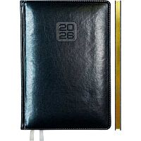 Еженедельник настол. 2026г. А4  64л. deVENTE кож.зам. "Bravo" 2236605 синий,зол.срез,бел.бум.