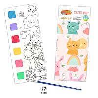 Набор раскрасок 12в1 ПГС "Зверушки" Р-21472-3 Кир321 кисть+краски,8*19