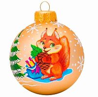 Шар КОЛОМЕЕВ "Рыженькая белочка" КУ-80-234072 стекло, 8см,подар.уп.