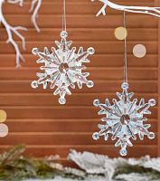 Подвесное украшение НГ "Хрустальная снежинка" 916-2121 прозр.,10см (набор 2шт)