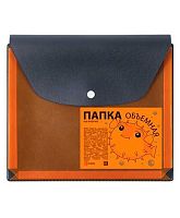 Папка-конверт на кнопке А5 ДПС 2915-101/129 с расш.25см,т.синий/пр.оранжевый,180мкм,ПВХ