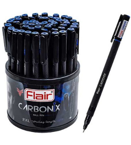 Ручка шар. FLAIR "Carbonix" F-1399 синяя 0,7мм,пласт.стакан