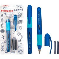 Ручка перьевая deVENTE "School. StydyPen" 5100502 синяя,перо тонк.F (Fine),3баллон.,0,8мл,т.-син.кор