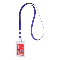 Бейдж EK 63728 вертик.,вставка 54*85мм,книжка,прозр.,синяя лента