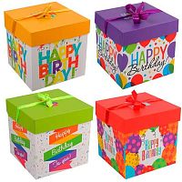 Коробка подар. КОКОС "Happy birthday" 253909 (22*22*22см),асс.
