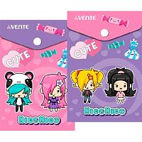 Папка-конверт на кнопке А6 deVENTE "NicoNico:-)" 3071230 тисн.фольг.,непрозр.с рис.,180мкм,асс.