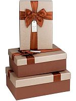 Коробка подар. 3в1 прямоуг. Миленд "Коричневые,с бантом" КОР-7670 (29*21*9,26*19*8,23*17*7см)