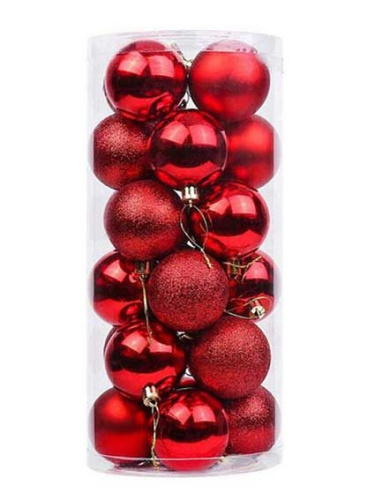 Набор ёлочных шаров Миленд "Новогоднее настроение" НУ-5618 (24шт) 3см,красный