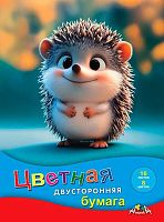 Бумага цв. двухстор. А4 16л. 8цв. АППЛИКА "Милый ёжик" С0235-45 на скобе