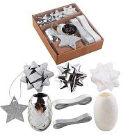 Набор д/упаковки КОКОС 242674 (бант 50мм-6шт,лента 5мм*10м-2шт,20мм*3м,16мм*3м,откр.-3шт) сереб.