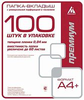 Карман с перфорацией  40мкм А4+ Бюрократ "Премиум" 013BTEN40 (1052135) тиснение